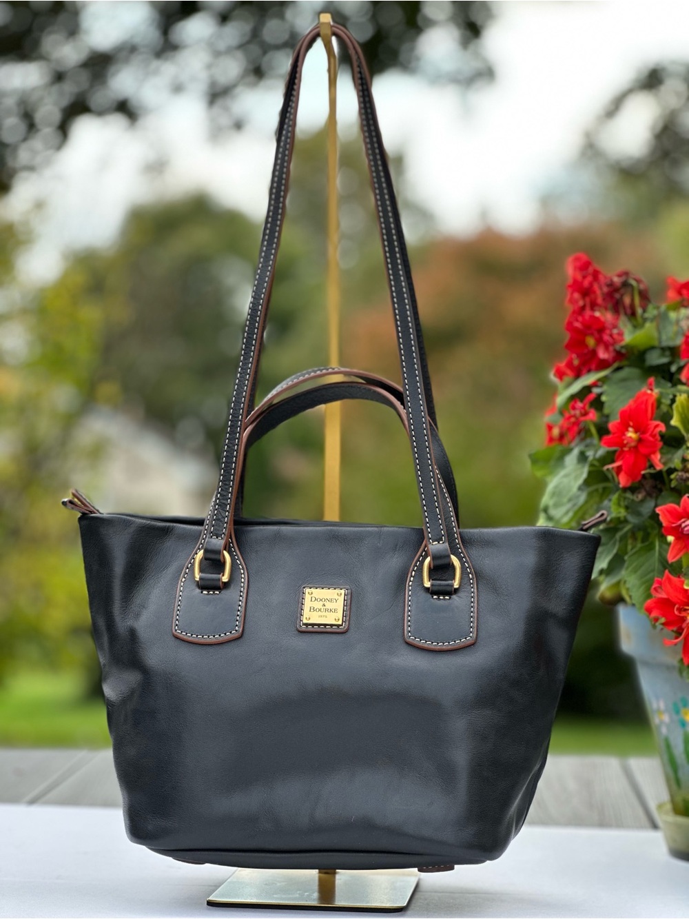 Dooney & Bourke Florentine Leather Small Leighton Tote - Black